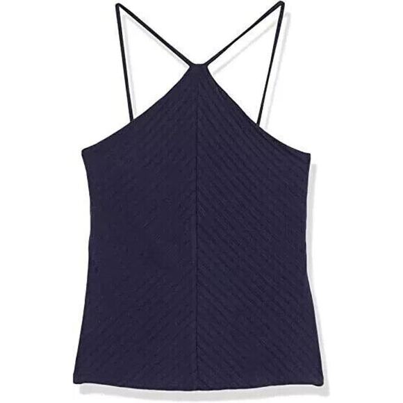 Daily Ritual Women's Navy Wide Rib Cropped T-strap Cami Top Size Large - Picture 1 of 13